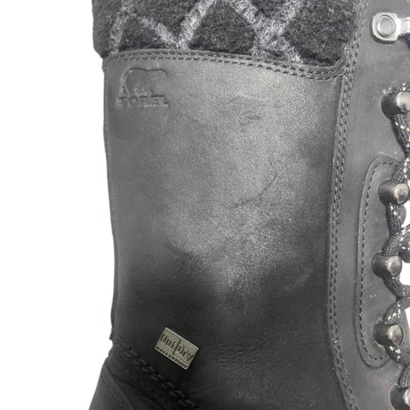 Sorel Women's Tall Whistler Black Leather Winter Boots Waterproof -32c Size 6.5 - Picture 4 of 7